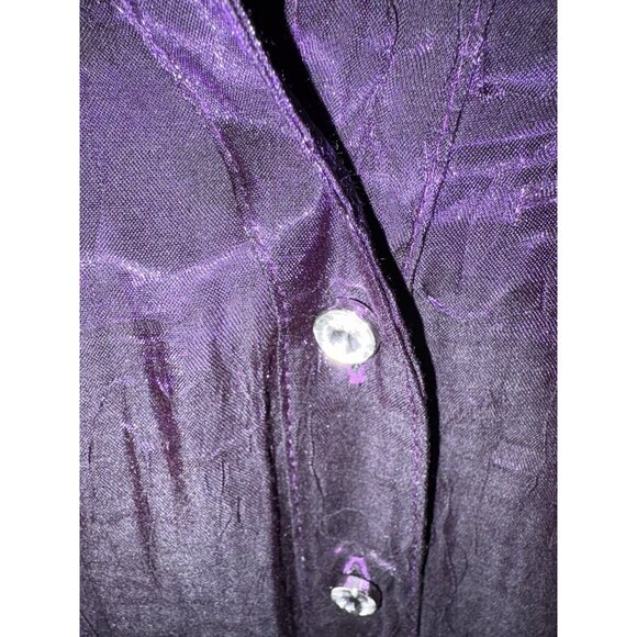 Elementz Womens Size 3X Blouse Satin Like Purple Roll  Tab Long Sleeve Dressy - Picture 5 of 12